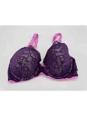 Victoria's Secret Dream Angels Lined Demi Bra Purple Pink Lace Women's Size 34DD